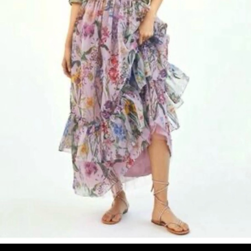 Anthropologie Purple Floral Maxi Skirt